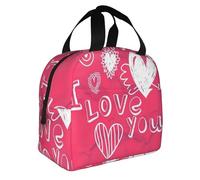 Borsa termica pieghevole per il pranzo con stampa di cuori di San Valentino, pasti, snack, bevande, ragazzi, ragazze, adolescenti, picnic