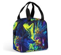 Borsa Termica Porta Pranzo A Wolf And An Native (American) Borsa Termica Per Il Pranzo Resistente All'Acqua Uomini Borse Da Picnic, Per Viaggi, Campeggio, Lavoro