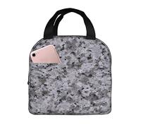Borsa Termica Porta Pranzo Black Granite Marble Camo Borsa Per Il Pranzo Uomini Con Rivestimento Isolante Borse Da Picnic, Per All'Aperto Picnic, Campeggio, Viaggi, 20x22cm