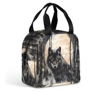 Borsa Termica Porta Pranzo Black Wolf In The Tree Borsa Per Il Pranzo Più Calda Resistente Pieghevole Donna Borse Frigo, Per Campeggio, Viaggi, Adulti