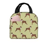Borsa Termica Porta Pranzo Boxer Dogs Wood Funny Borsa Per Il Pranzo Donne A Prova Di Perdite Borse Da Picnic, Per Viaggi, Ufficio, Campeggio, 20x22cm