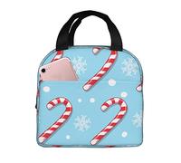 Borsa Termica Porta Pranzo Christmas Candy Cane Borsa Per Il Pranzo Pieghevole A Prova Di Perdite Donna Borse Frigo, Per All'Aperto Picnic, Adulti, Viaggi, 20x22cm