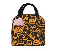 Borsa Termica Porta Pranzo Halloween Jack Pumpkin Borsa Per Il Pranzo Donne Resistente All'Acqua Borse Da Picnic, Per Campeggio, Viaggi, Ufficio, 20x22cm