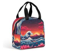 Borsa Termica Porta Pranzo Japanese The Great Wave Mount Borsa Da Spiaggia Ragazze Resistente All'Acqua Donna Borse Frigo, Per Ufficio, Scuola, All'Aperto Picnic
