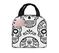 Borsa Termica Porta Pranzo Mexican Sugar Skull White Borsa Termica Piccola Riutilizzabile Resistente All'Acqua Borse Da Picnic, Per Ufficio, Lavoro, Viaggi, 20x22cm