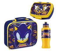 Borsa Termica Porta Pranzo per Bambini Set Gadget Sonic per Scuola con Lunch Box