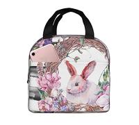 Borsa Termica Porta Pranzo Spring Happy Easter Bunny Borsa Da Spiaggia Pieghevole Donne Organizzatore Del Piccola, Per Viaggi, Lavoro, Adulti, 20x22cm