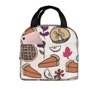 Borsa Termica Porta Pranzo Thanksgiving Pumpkin Fruit Pie Borsa Del Pranzo Uomini Pieghevole Borse Da Picnic, Per Campeggio, Viaggi, All'Aperto Picnic, 20x22cm