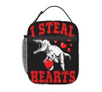 Borsa termica portatile con cerniera riutilizzabile, a prova di perdite, per pranzo al sacco, per ufficio, lavoro, picnic, con occhiali da sole a forma di dinosauro Rex per San Valentino