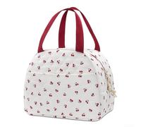 Borsa termica portatile per il pranzo, realizzata in cotone, abbastanza spaziosa per conservare i pasti, progettata per lavoro, viaggi e comodità all'aperto (Stitchlarge cher)