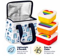 Borsa Termica Pranzo Puckator Multicolore + 3 Lunch Box Set Riutilizzabili