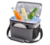Borsa termica Relaxdays, 30 L, impermeabile, 2 manici e tracolla, grigia