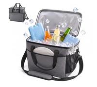 Relaxdays Borsa termica impermeabile 40 L, con 2 manici e tracolla, grigia