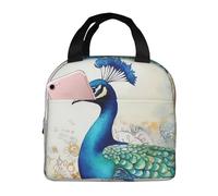 Borsa termica riutilizzabile per il pranzo, bella scatola per il pranzo con pavone e floreale, per donne e uomini, portatile, a tenuta stagna, borsa per il pranzo, contenitori per il pranzo per lavoro
