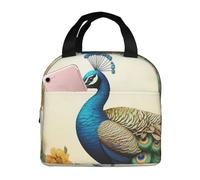 Borsa termica riutilizzabile per il pranzo, bella scatola per il pranzo con pavone, per donne e uomini, portatile, a tenuta stagna, borsa per il pranzo, contenitori per il pranzo, per lavoro, viaggi