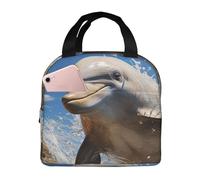 Borsa termica riutilizzabile per il pranzo c'è una scatola per il pranzo con delfino che salta per donne e uomini portatile a prova di perdite borsa per il pranzo più fresca contenitori per il pranzo