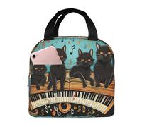 Borsa termica riutilizzabile per il pranzo con gatti sdraiati sul pianoforte Lunch Box per donne uomini portatile a tenuta stagna borsa tote cooler contenitori per il pranzo per lavoro viaggi