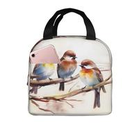 Borsa termica riutilizzabile per il pranzo con uccelli che riposano sul ramo di un albero scatola per il pranzo per donne uomini portatile a tenuta stagna borsa tote cooler contenitori per il pranzo