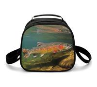 Borsa termica riutilizzabile per il pranzo da donna, borsa termica per il pranzo da uomo, per ruscello, trota, pesca a mosca, borsa termica per il pranzo, a prova di perdite, contenitore per il pranzo