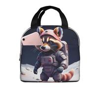 Borsa termica riutilizzabile per il pranzo da donna, per uomo, per adulti, con motivo a, tuta spaziale sulla luna, portatile, per ufficio, viaggi, lavoro, picnic, campeggio, borsa termica a tenu