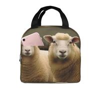Borsa termica riutilizzabile per il pranzo due pecore bianche Lunch Box per donne uomini portatile a tenuta stagna borsa per il pranzo più fresco contenitori per il pranzo per lavoro viaggi all'aperto