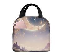 Borsa termica riutilizzabile per il pranzo, elegante, con luna e stelle, per donne e uomini, portatile, a tenuta stagna, borsa per il pranzo, contenitori per il pranzo per lavoro, viaggi all'aperto