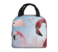 Borsa termica riutilizzabile per il pranzo elegante rosa fenicotteri in acqua scatola per il pranzo per donne uomini portatile a prova di perdite borsa per il pranzo più fresco contenitori per il