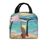 Borsa termica riutilizzabile per il pranzo, infradito, con scena tropicale sulla spiaggia, per donne e uomini, portatile, a tenuta stagna, borsa termica per il pranzo, contenitori per il pranzo per