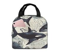 Borsa termica riutilizzabile per il pranzo Killer Whale Lunch Box per donne uomini portatile a tenuta stagna borsa per il pranzo più fresco contenitori per il pranzo per lavoro viaggi all'aperto