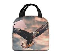 Borsa termica riutilizzabile per il pranzo, l'aquila vola coraggiosamente nel cielo, per donne e uomini, portatile, a prova di perdite, borsa termica per il pranzo, contenitori per il pranzo per
