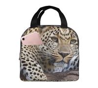 Borsa termica riutilizzabile per il pranzo leopardo che riposa su un albero scatola per il pranzo per donne uomini portatile a prova di perdite borsa per il pranzo più fresco contenitori per il pranzo