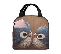 Borsa termica riutilizzabile per il pranzo Love Birdie Stripe Lunch Box per donne uomini portatile a tenuta stagna borsa per il pranzo più fresco contenitori per il pranzo per lavoro viaggi all'aperto