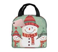 Borsa termica riutilizzabile per il pranzo Merry Christmas Cute Snowman Lunch Box per donne uomini portatile a tenuta stagna borsa per il pranzo più fresco contenitori per il pranzo per lavoro viaggi