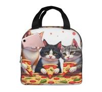 Borsa termica riutilizzabile per il pranzo, per donne, per uomini, per gatti adulti che mangiano la pizza insieme, portatile, per ufficio, viaggi, lavoro, picnic, campeggio, borsa termica a tenuta sta