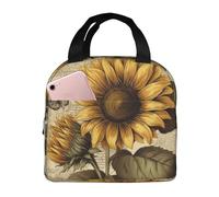 Borsa termica riutilizzabile per il pranzo retrò girasole scatola per il pranzo per donne uomini portatile a tenuta stagna borsa per il pranzo più fresco contenitori per il pranzo per lavoro viaggi