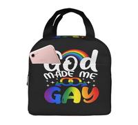 Borsa termica riutilizzabile per il pranzo, unisex, con bandiera arcobaleno LGBT Gay Pride, Dio mi gay, borsa termica riutilizzabile per il pranzo del Gay Pride Day, grande capacità
