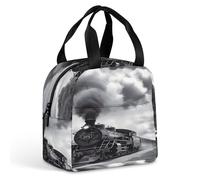 Borsa termica Steam Train Clouds, porta pranzo resistente, borsa termica morbida e a prova di perdite con cerniera, borsa per il pranzo riutilizzabile di grande capacità, porta pranzo per adulti per l