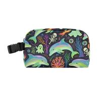 Borsa termica termica a mani libere, mantiene il cibo caldo, borse isolate per scuola, università, Halloween, delfino, zucca, teschio blu