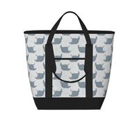 Borsa termica termica con bolle di razza simpatica, colore grigio, grandi borse termiche isolate per alimenti, borse per la spesa isolate con cerniera superiore per viaggi e picnic