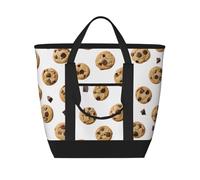 Borsa termica termica con stampa di biscotti con gocce di cioccolato e biscotti, a prova di perdite, con tracolla, pieghevole, isolata, riutilizzabile, per la spesa