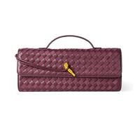 Borsa tessuta per le donne pochette da sera borse in pelle intrecciata borsa a tracolla borsa in pelle scamosciata borsa da sera formale, Vino tessuto