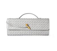 Borsa tessuta per le donne pochette da sera borse in pelle intrecciata borsa a tracolla borsa in pelle scamosciata borsa da sera formale, Tessuto Grigio Tortora