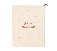 Borsa tessuto regalo Buon Natale, 100% cotone naturale, dimensioni 24 cm x 30 cm, riutilizzabile, ideale per confezioni regalo, chiusura con coulisse,