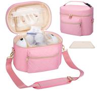 Borsa tiralatte indossabile compatibile con Willow/Elvie/Medela/Momcozy, custodia portatile per mamme che allattano e lavorano, borsa per pompaggio con tappetino e tracolla, rosa