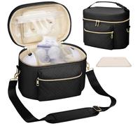 Borsa tiralatte indossabile compatibile con Willow/Elvie/Medela/Momcozy, custodia portatile per mamme che allattano e lavorano, borsa per pompaggio con tappetino e tracolla, nera