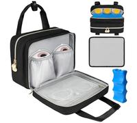 Borsa tiralatte indossabile con scomparto refrigerante, borsa da viaggio per latte materno compatibile con Willow, Elvie, Medela Pump & Momcozy S12 Pro e biberon, Nero , Classico