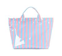 Borsa Tote A Righe - Sacca impermeabile di grandi dimensioni con effetto lucido per piscina,Borsa da Lavoro e Libero - ideale per Donna, Estate, Viaggi, Palestra, Scuola, Università, Ufficio,
