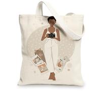 Borsa tote artistica in tela, motivo illustrativo, borse per la spesa riutilizzabili, moderne minimaliste con tracolla lavabile, per viaggi, spiaggia, picnic, 33 x 38 cm
