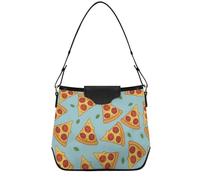 Borsa tote blu per il lavoro con pizza e formaggio, alla moda, morbida borsa tote per madre, borsa casual in ecopelle resistente, taglia media