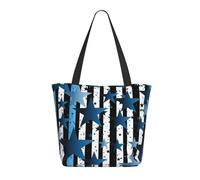 Borsa Tote Blue Black White Stripes And Stars Borse Tote Shopper Con Manici Personalizzata Tracolla, Per Donna, Shopping, Yoga, 50x40cm